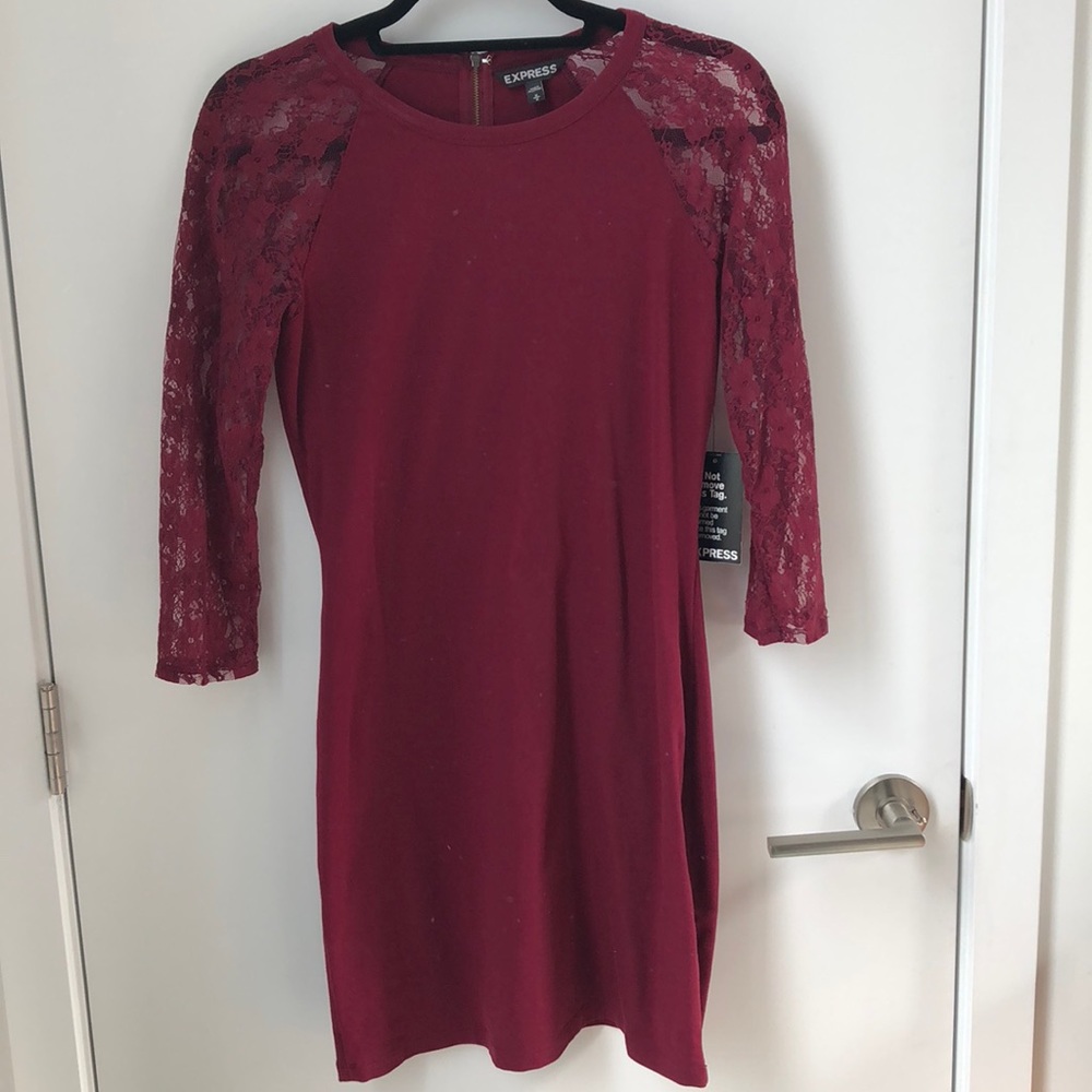 Express lace-sleeved dress